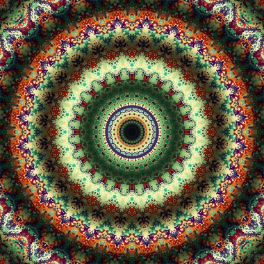Soyut dijital fraktal model. Yuvarlak mandala dekoratif desen.