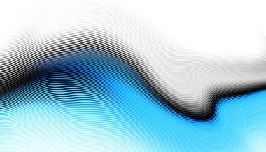 Soyut dijital fraktal model. Yatay oryantasyon. Beyaz arkaplanda çarpık mavi çizgiler.