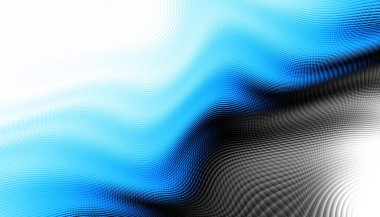 Soyut dijital fraktal model. Yatay oryantasyon. Beyaz arkaplanda çarpık mavi çizgiler.