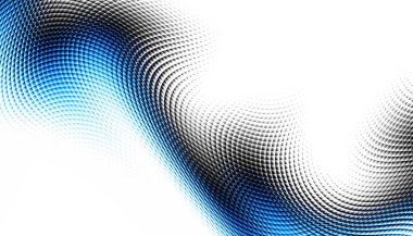 Soyut dijital fraktal model. Yatay oryantasyon. Beyaz arkaplanda çarpık mavi çizgi.