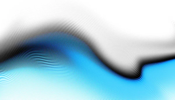 Soyut dijital fraktal model. Yatay oryantasyon. Beyaz arkaplanda çarpık mavi çizgiler.