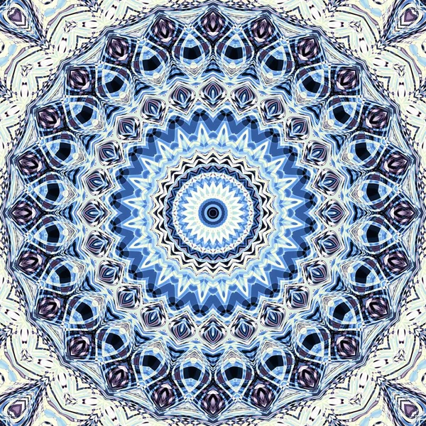 Soyut dijital fraktal model. Art Nouveau tarzında simetrik dekoratif süs deseni. Yuvarlak mandala dekoratif desen.