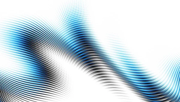 Soyut dijital fraktal model. Yatay oryantasyon. Beyaz arkaplanda çarpık mavi çizgi.