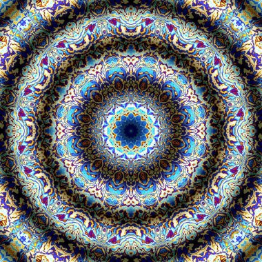Soyut dijital fraktal model. Yuvarlak mandala dekoratif desen. Rahatlama taklidi.