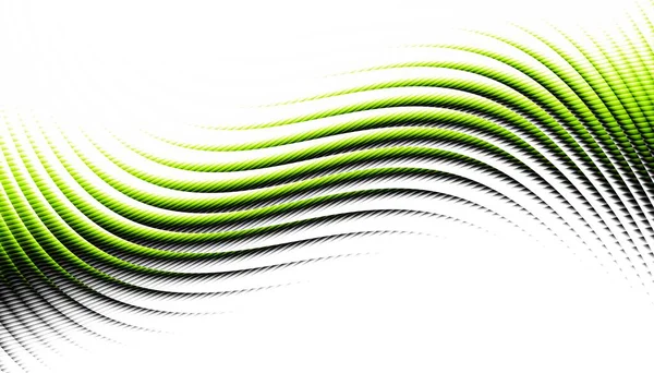 Abstraktní Digitální Fraktál Vodorovná Orientace Výrazná Zakřivená Zelená Čára Bílém — Stock fotografie