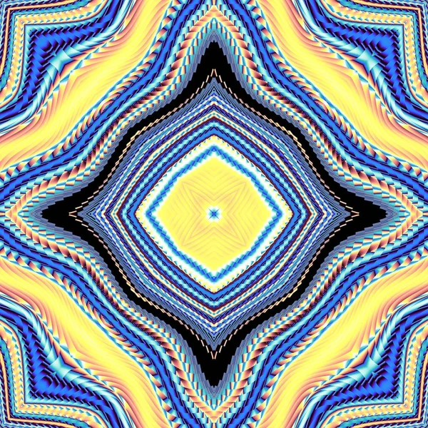 Abstract Digital Fractal Pattern Symmetric Square Geometric Pattern Aztec Style — Stock Photo, Image