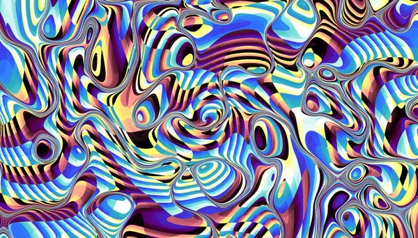 Абстрактний Цифровий Фрактальний Візерунок Горизонтальна Орієнтація Психоделічна Хвиляста Текстура — стокове фото