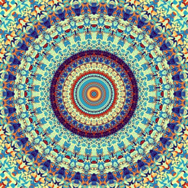 Soyut dijital fraktal model. Yuvarlak mandala dekoratif desen.