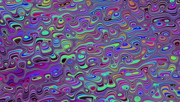 Abstract Digital Fractal Pattern Horizontal Orientation Wavy Stains Imitating Gasoline — Stock Photo, Image