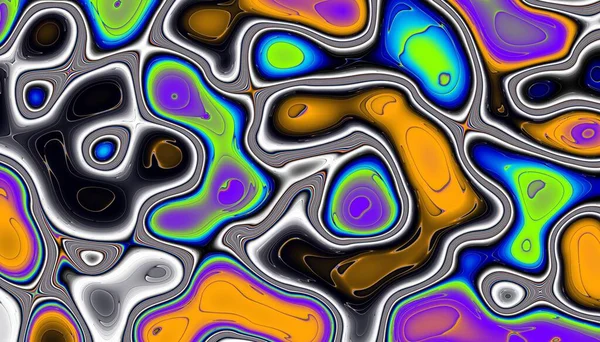 Soyut dijital fraktal model. Yatay oryantasyon. Dalgalı lekeler, benzini taklit ediyor.