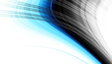 Soyut dijital fraktal model. Yatay oryantasyon. Boş beyaz arkaplanda eğri ince çizgiler.