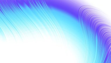 Soyut dijital fraktal model. Yatay oryantasyon. Boş beyaz arkaplanda eğri ince çizgiler.