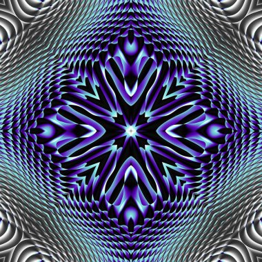 Soyut dijital fraktal model. Simetrik eğri desen.