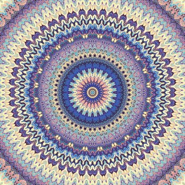 Soyut dijital fraktal model. Yuvarlak mandala dekoratif desen.