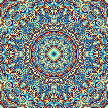 Soyut dijital fraktal model. Yuvarlak mandala dekoratif desen.