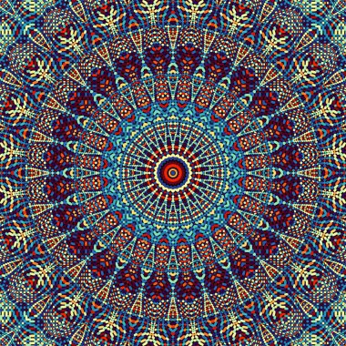  Soyut dijital fraktal model. Yuvarlak mandala dekoratif desen.