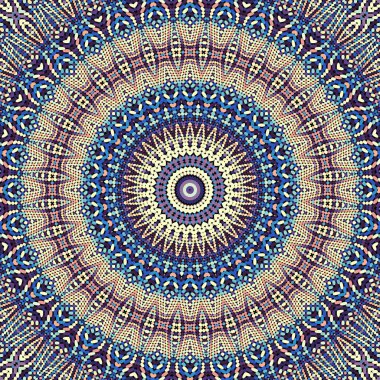  Soyut dijital fraktal model. Yuvarlak mandala dekoratif desen.