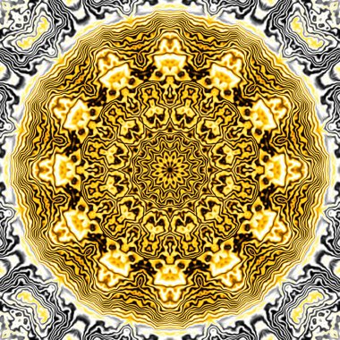 Soyut dijital sanat fraktal deseni. Yuvarlak mandala dekoratif desen.