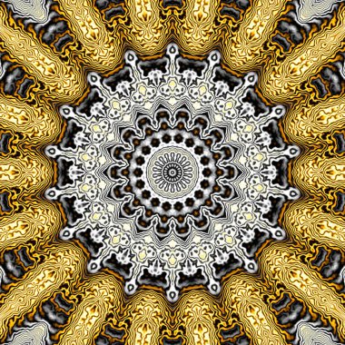 Soyut dijital sanat fraktal deseni. Yuvarlak mandala dekoratif desen.