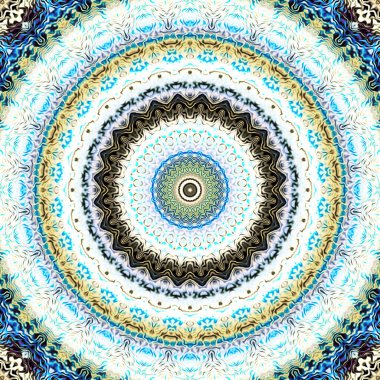 Soyut dijital sanat fraktal deseni. Yuvarlak mandala dekoratif desen.
