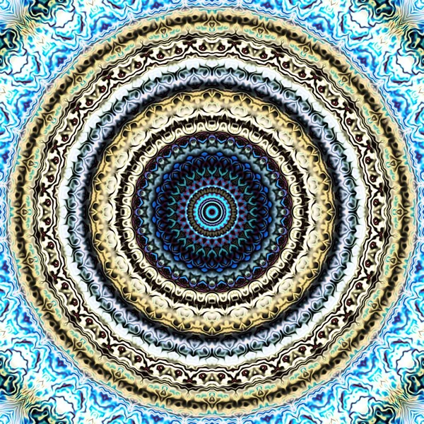 Abstrakt Digital Konst Fraktal Mönster Rund Mandala Dekorativa Prydnad Mönster — Stockfoto