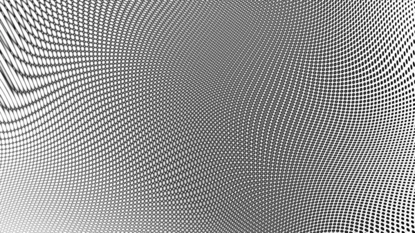 Soyut dijital fraktal model. Yatay arkaplan ve görünüm oranı 16: 9. Basit siyah ve beyaz dalgalı yarım ton deseni.