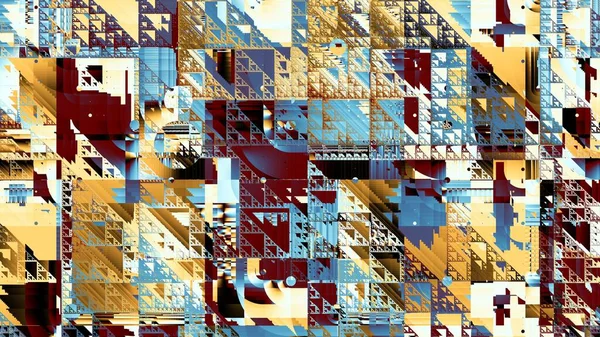 Abstrakt Digitalt Fraktalmönster Abstrakt Geometrisk Struktur Horisontell Bakgrund Med Bildförhållandet — Stockfoto