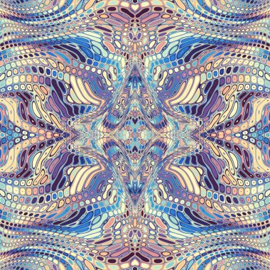 Soyut dijital sanat fraktal deseni. Art Nouveau stilinde simetrik dekoratif süsleme deseni