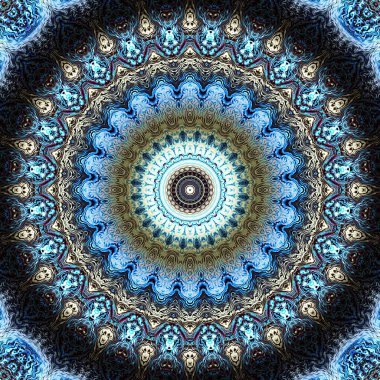 Soyut dijital sanat fraktal deseni. Yuvarlak mandala dekoratif desen.