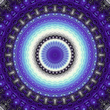  Soyut dijital fraktal model. Yuvarlak mandala dekoratif desen.