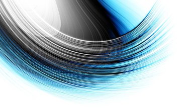 Soyut dijital fraktal model. Yatay oryantasyon. Boş beyaz arkaplanda eğri ince çizgiler.