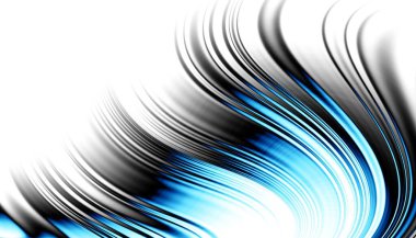 Soyut dijital fraktal model. Yatay oryantasyon. Boş beyaz arkaplanda eğri ince çizgiler.