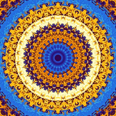 Soyut dijital fraktal model. Yuvarlak mandala dekoratif desen.