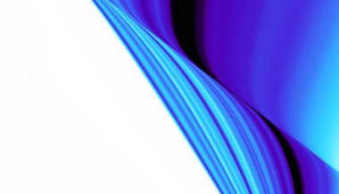 Soyut dijital fraktal model. Yatay oryantasyon. Beyaz arkaplanda eğri mavi çizgi.