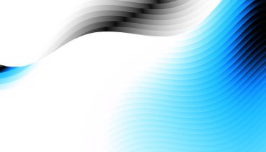 Soyut dijital fraktal model. Yatay oryantasyon. Beyaz arkaplanda eğri mavi çizgi.