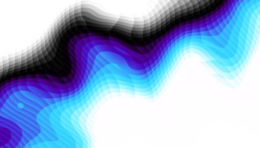 Soyut dijital fraktal model. Yatay oryantasyon. Beyaz arkaplanda çarpık mavi çizgi.