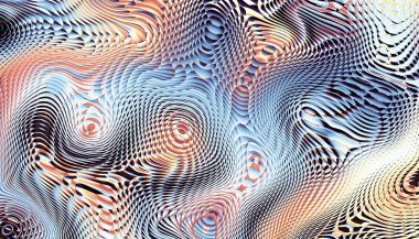 Soyut dijital fraktal model. Yatay oryantasyon. Psikedelik dalgalı doku.