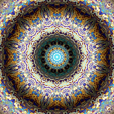 Soyut dijital fraktal model. Yuvarlak mandala dekoratif desen. Rahatlama taklidi.