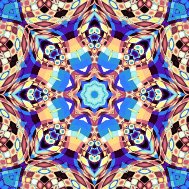 Soyut dijital fraktal model. Yuvarlak mandala dekoratif desen.