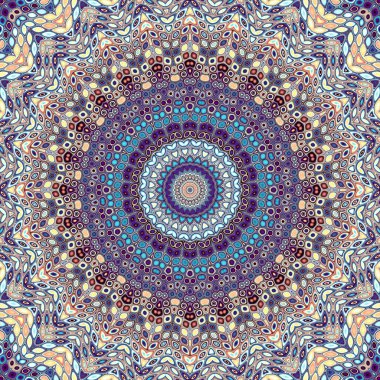 Soyut dijital fraktal model. Mozaik fayans stilinde yuvarlak mandala dekoratif desen.