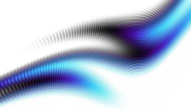 Soyut dijital fraktal model. Yatay oryantasyon. Beyaz arkaplanda çarpık mavi çizgi.