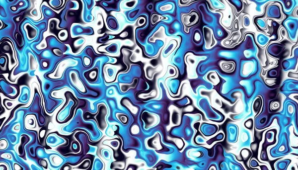 Abstract Digitaal Fractal Patroon Horizontale Oriëntatie Blauwe Golvende Textuur — Stockfoto