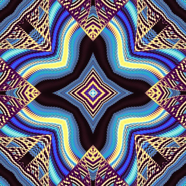 Abstraktes Digitales Fraktalmuster Symmetrisches Quadratisches Geometrisches Muster Aztekischen Stil — Stockfoto