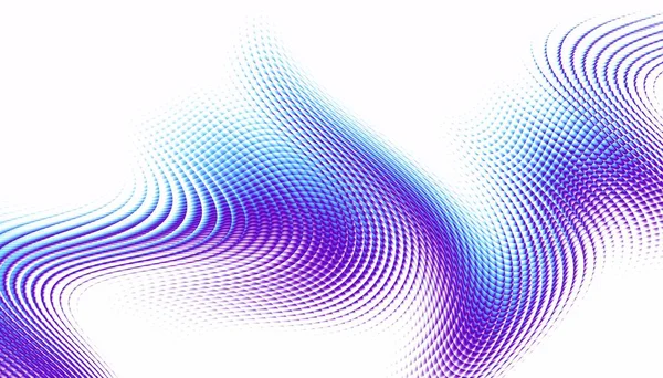概要ディジタルフラクタルパターン 水平方向 白を基調とした曲線状の紫色と青の線 — ストック写真