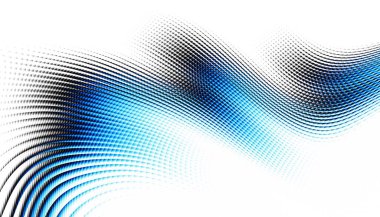 Soyut dijital fraktal model. Yatay oryantasyon. Beyaz arkaplanda çarpık mavi çizgiler.