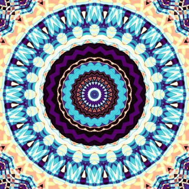 Soyut dijital fraktal model. Art Nouveau stilinde simetrik dekoratif süsleme deseni.