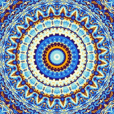 Soyut dijital fraktal model. Yuvarlak mandala dekoratif desen.