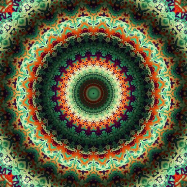 Soyut dijital fraktal model. Yuvarlak mandala dekoratif desen.