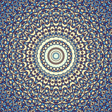 Soyut dijital fraktal model. Yuvarlak mandala dekoratif desen.