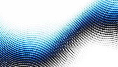 Soyut dijital fraktal model. Yatay oryantasyon. Beyaz arkaplanda çarpık mavi çizgiler.